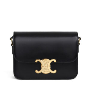 Celine Teen Triomphe Bag In Shiny Calfskin Black