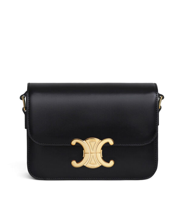 Celine Teen Triomphe Bag In Shiny Calfskin Black