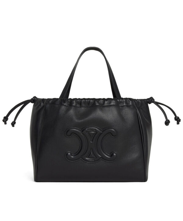 Celine Small Cabas Drawstring Cuir Triomphe In Smooth Calfskin Black