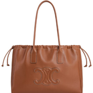 Celine Cabas Drawstring Cuir Triomphe In Smooth Calfskin Coffee