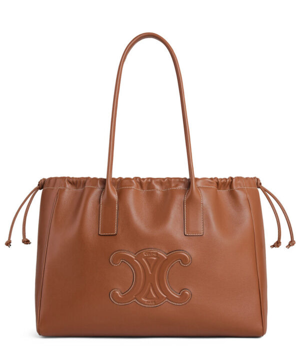 Celine Cabas Drawstring Cuir Triomphe In Smooth Calfskin Coffee