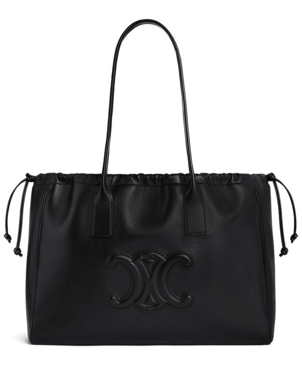 Celine Cabas Drawstring Cuir Triomphe In Smooth Calfskin Black