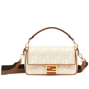 Fendi Baguette FF Canvas Bag 8BR600 Cream