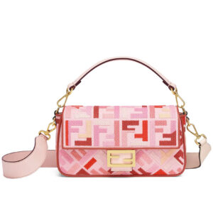 Fendi Beige FF Canvas Bag Pink