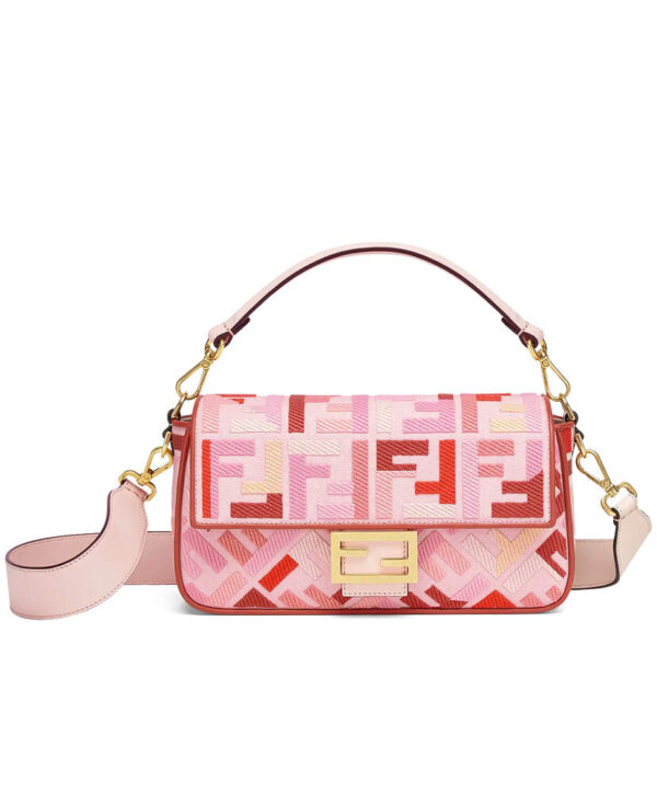 Fendi Beige FF Canvas Bag Pink