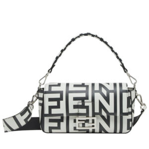 Fendi Baguette Two-tone Leather Fendi Roma Capsule Bag 8BR600 Black