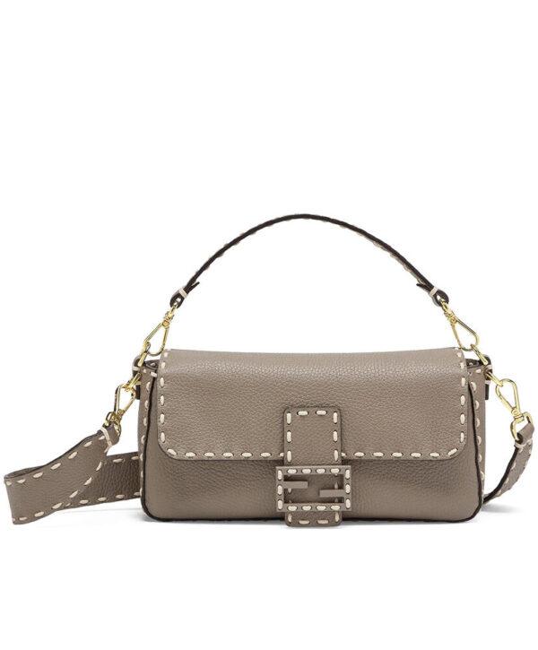 Fendi Baguette Full Grain Leather Bag 8BR600 Gray