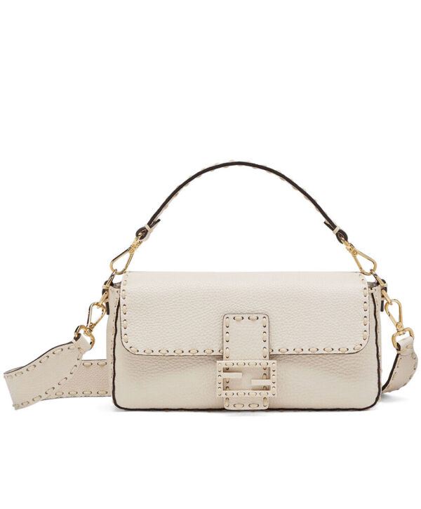 Fendi Baguette Full Grain Leather Bag 8BR600 Cream