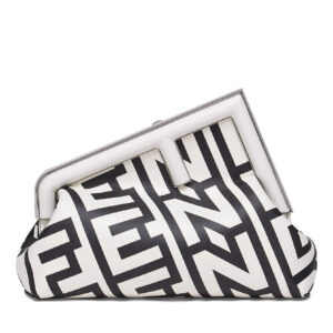 Fendi First Midi Two-tone Printed Nappa Leather Fendi Roma Capsule Bag 8BP137 Black