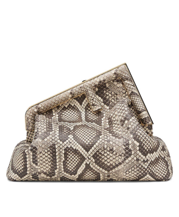 Fendi First Medium Python Leather Bag 8BP127 Gray