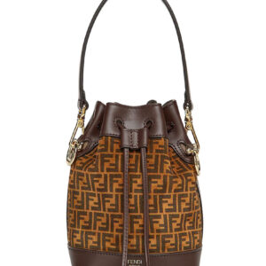 Fendi Mon Tresor Leather Mini-bag With FF Print 8BS010 Dark Coffee