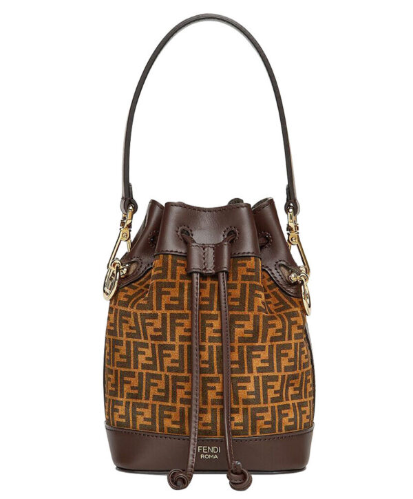 Fendi Mon Tresor Leather Mini-bag With FF Print 8BS010 Dark Coffee