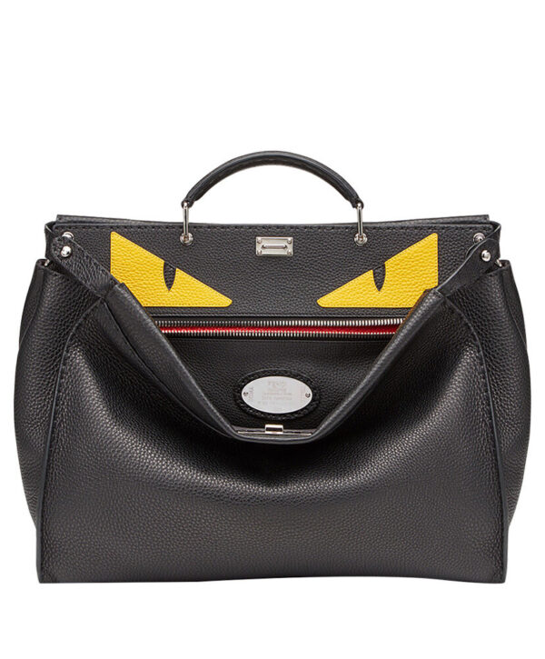 Fendi Peekaboo In Black Roman Leather 7VA388 Black