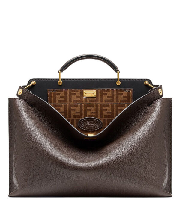 Fendi Peekaboo Iconic Essential Calf Leather Bag 7VA476 Dark Coffee