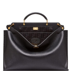 Fendi Peekaboo Iconic Essential Calf Leather Bag 7VA476 Black