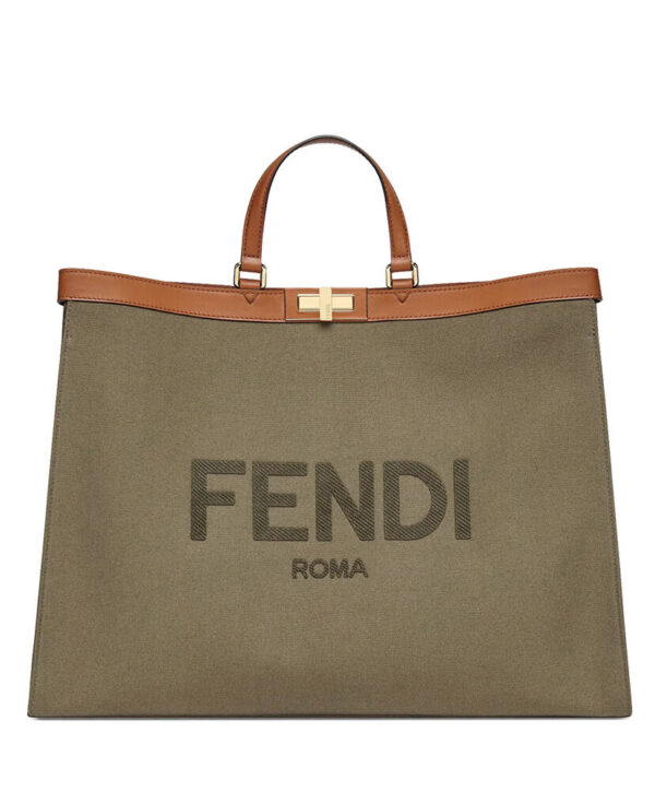 Fendi Peekaboo X-tote Canvas bag 8BH374 Khaki