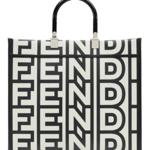 Fendi Sunshine Medium Two-tone printed leather Fendi Roma Capsule Shopper 8BH386 Black