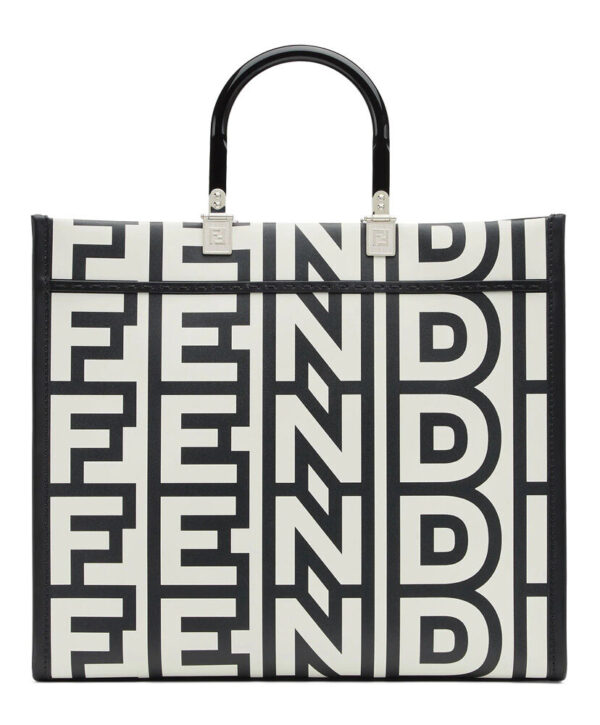 Fendi Sunshine Medium Two-tone printed leather Fendi Roma Capsule Shopper 8BH386 Black