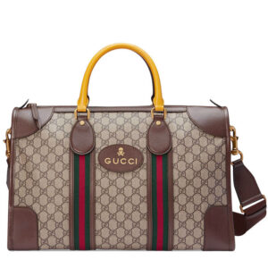 Gucci Soft GG Supreme Duffle Bag With Web 459311 Coffee