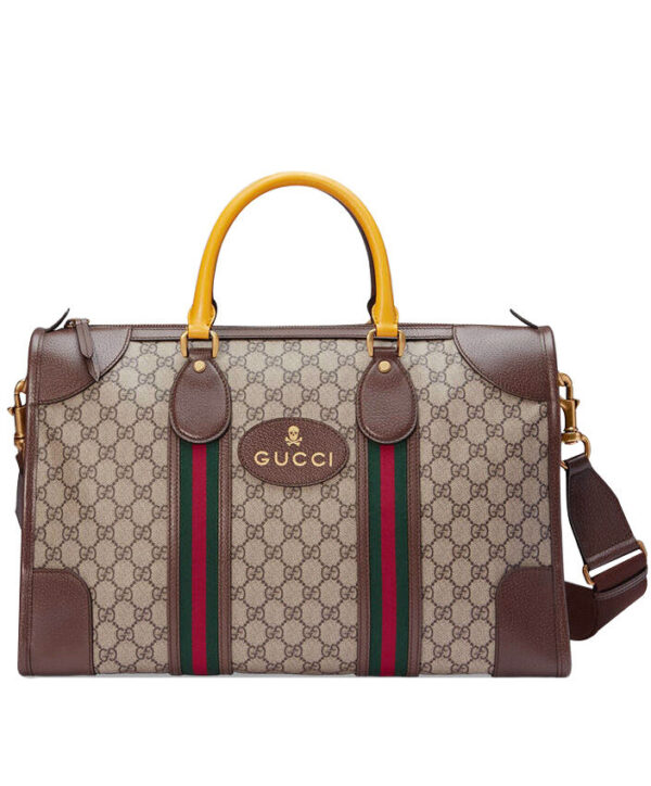 Gucci Soft GG Supreme Duffle Bag With Web 459311 Coffee