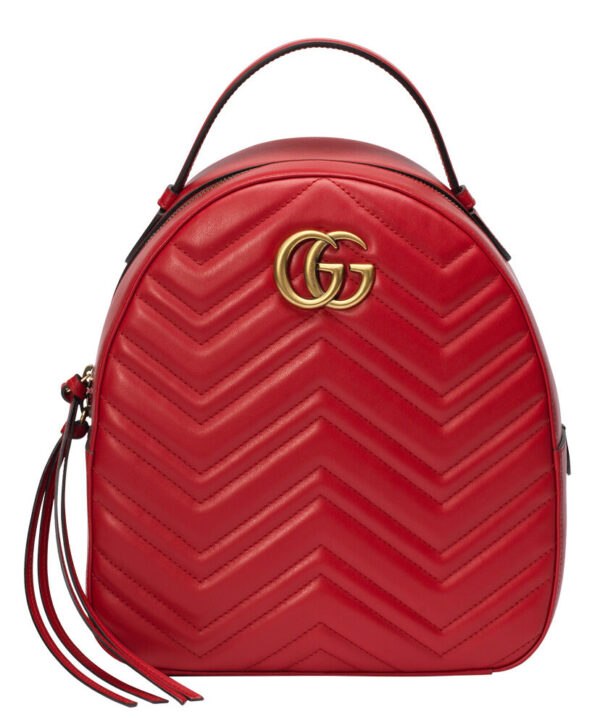 Gucci GG Marmont Quilted Leather Backpack Bag 476671 Red