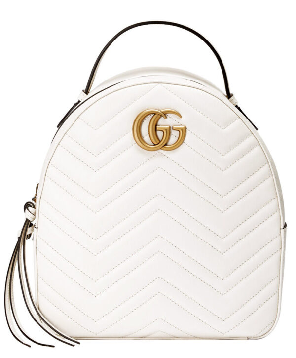 Gucci GG Marmont Quilted Leather Backpack Bag 476671 White