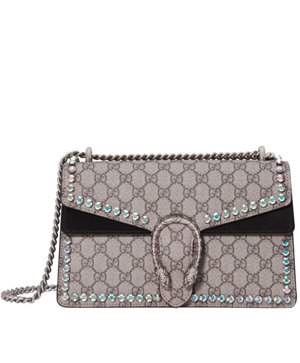 Gucci Dionysus GG Supreme shoulder bag with crystals 400249 Black