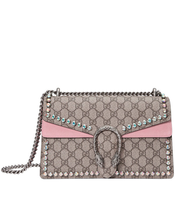 Gucci Dionysus GG Supreme shoulder bag with crystals 400249 Pink