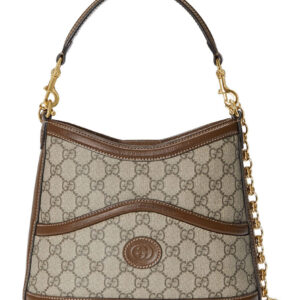 Gucci Large Shoulder Bag With Interlocking G Coffee