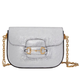 Gucci Horsebit 1955 Lizard Mini Bag 675801 Silver