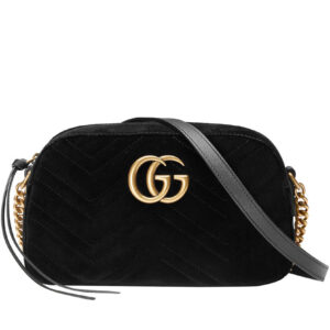 Gucci GG Marmont velvet small shoulder bag 447632 Black