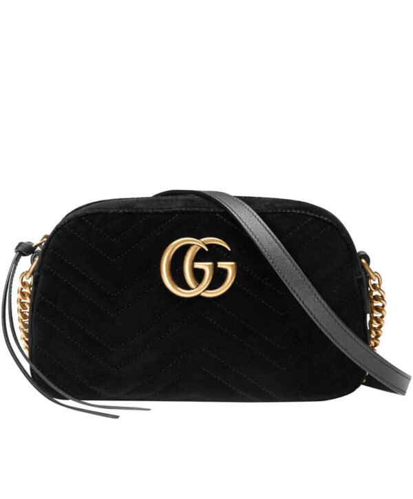 Gucci GG Marmont velvet small shoulder bag 447632 Black