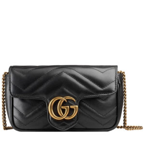 Gucci GG Marmont matelasse leather super mini bag 476433 Black