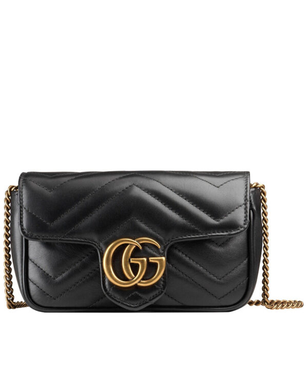 Gucci GG Marmont matelasse leather super mini bag 476433 Black