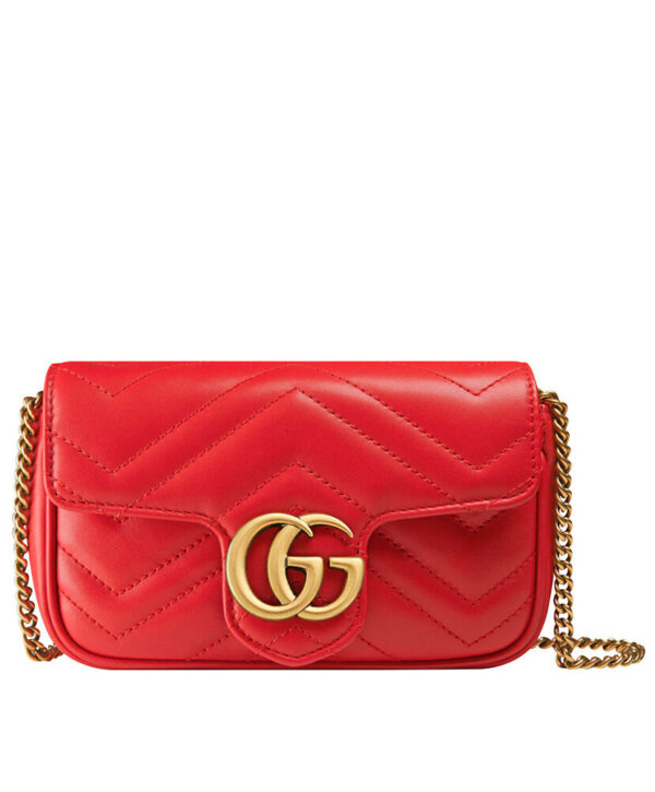 Gucci GG Marmont matelasse leather super mini bag 476433 Red