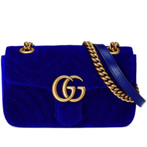 Gucci GG Marmont velvet mini bag 446744 Dark Blue