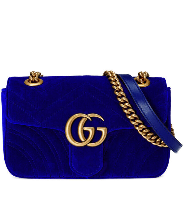 Gucci GG Marmont velvet mini bag 446744 Dark Blue