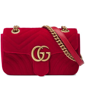 Gucci GG Marmont velvet mini bag 446744 Red