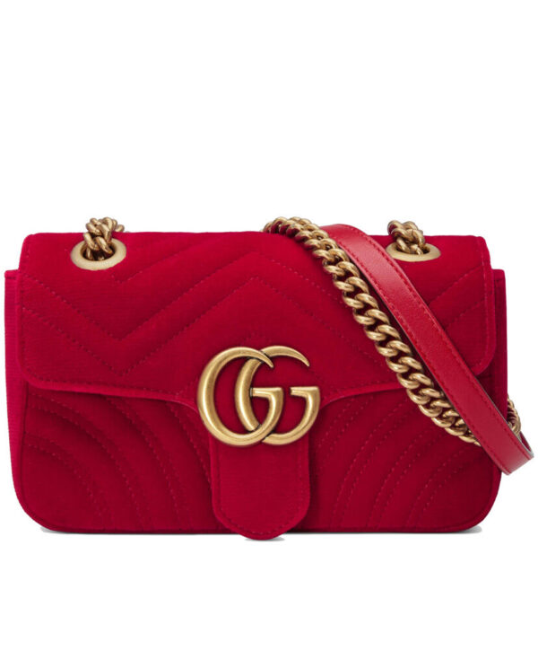 Gucci GG Marmont velvet mini bag 446744 Red