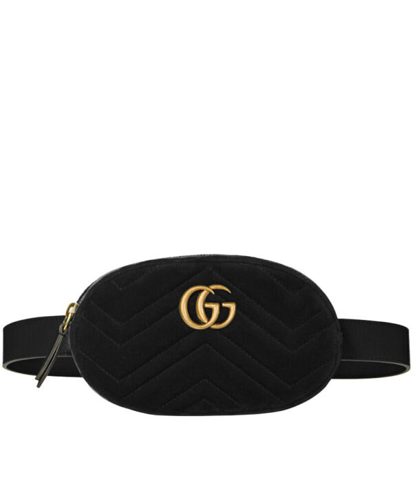 Gucci GG Marmont matelasse velvet belt bag 476434 Black