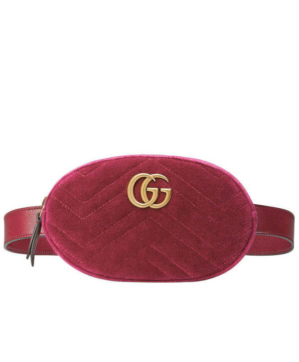 Gucci GG Marmont matelasse velvet belt bag 476434 Mauve