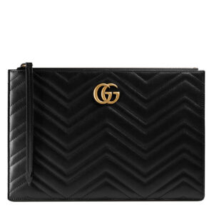 Gucci GG Marmont matelasse leather pouch 476440 Black