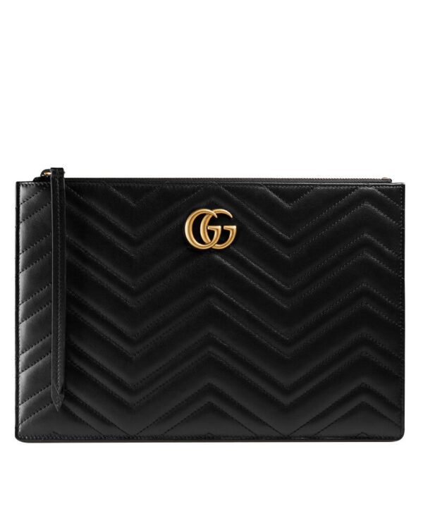 Gucci GG Marmont matelasse leather pouch 476440 Black