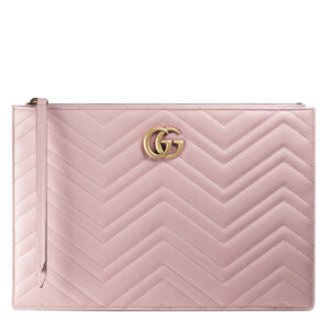 Gucci GG Marmont matelasse leather pouch 476440 Pink