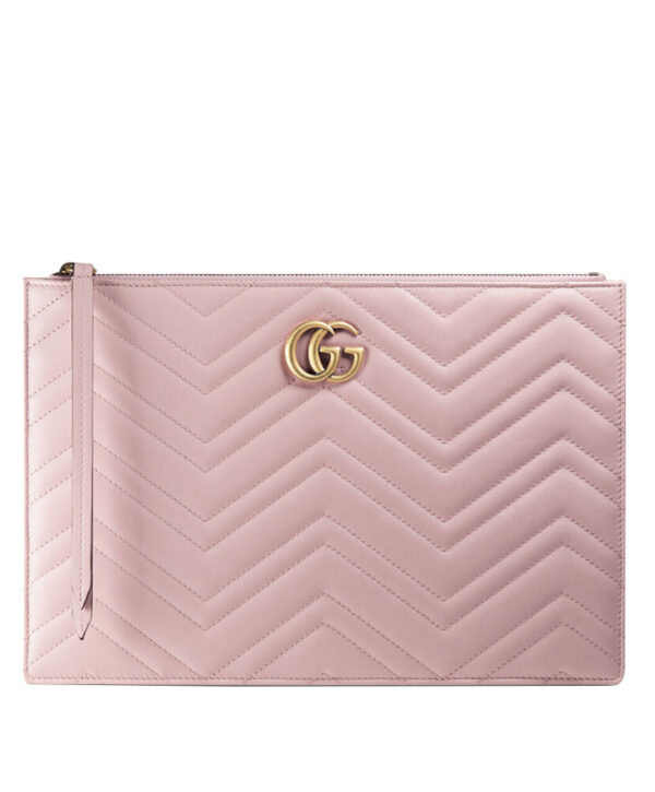 Gucci GG Marmont matelasse leather pouch 476440 Pink