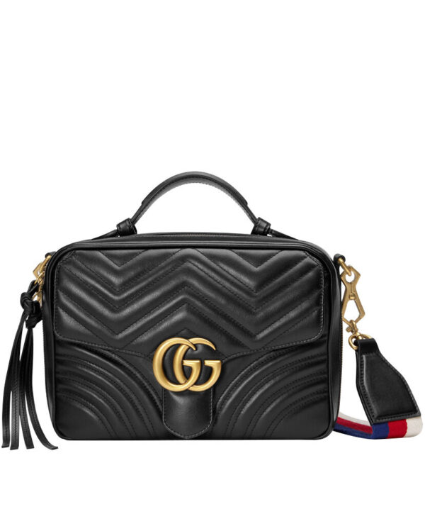 Gucci GG Marmont matelasse top handle bag 498100 Black