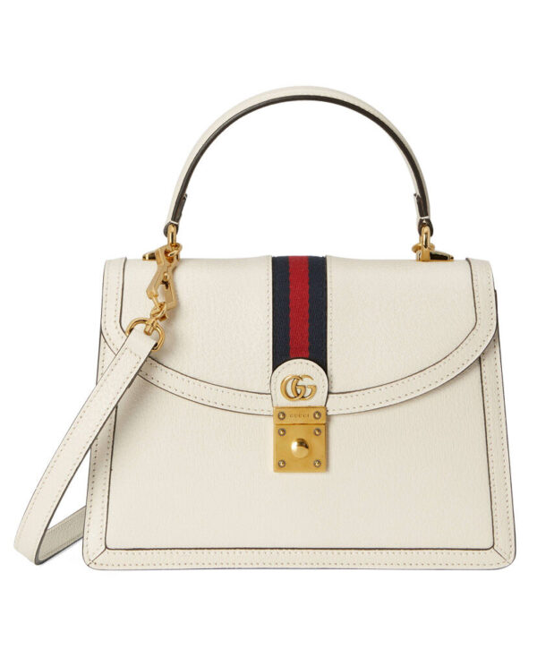 Gucci Ophidia Small Top Handle Bag With Web 652683 White