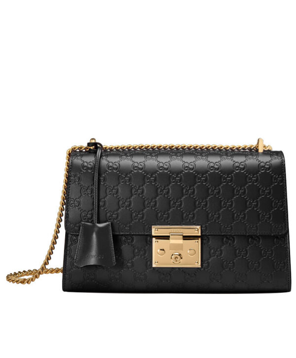 Gucci Padlock medium Gucci Signature shoulder bag 409486 Black