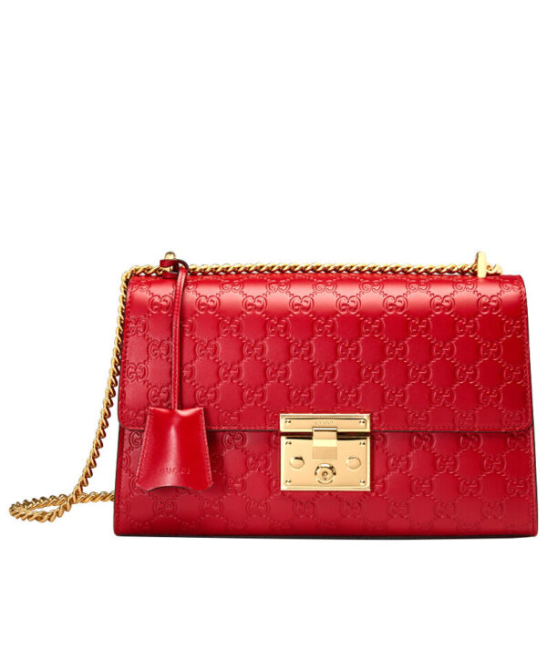 Gucci Padlock medium Gucci Signature shoulder bag 409486 Red