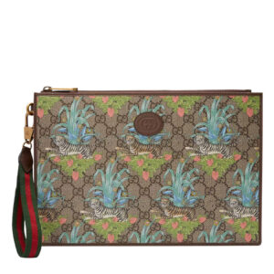 Gucci Tiger Print GG Pouch 688378 Green